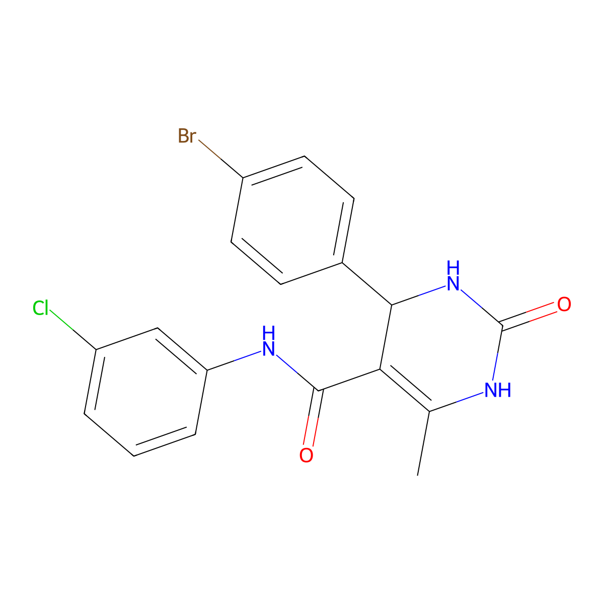 4-(4-bromophenyl)-N-(3-chlorophenyl)-6-methyl-2-oxo-1,2,3,4-tetrahydropyrimidine-5-carboxamide molecular structure, CAS 421575-95-3