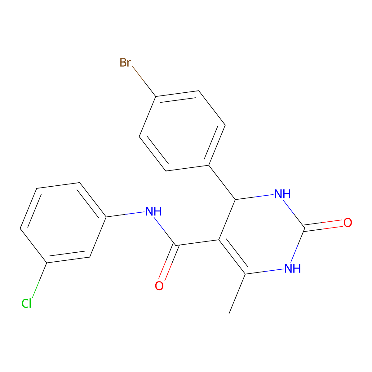 4-(4-bromophenyl)-N-(3-chlorophenyl)-6-methyl-2-oxo-1,2,3,4-tetrahydropyrimidine-5-carboxamide molecular structure, CAS 421575-95-3