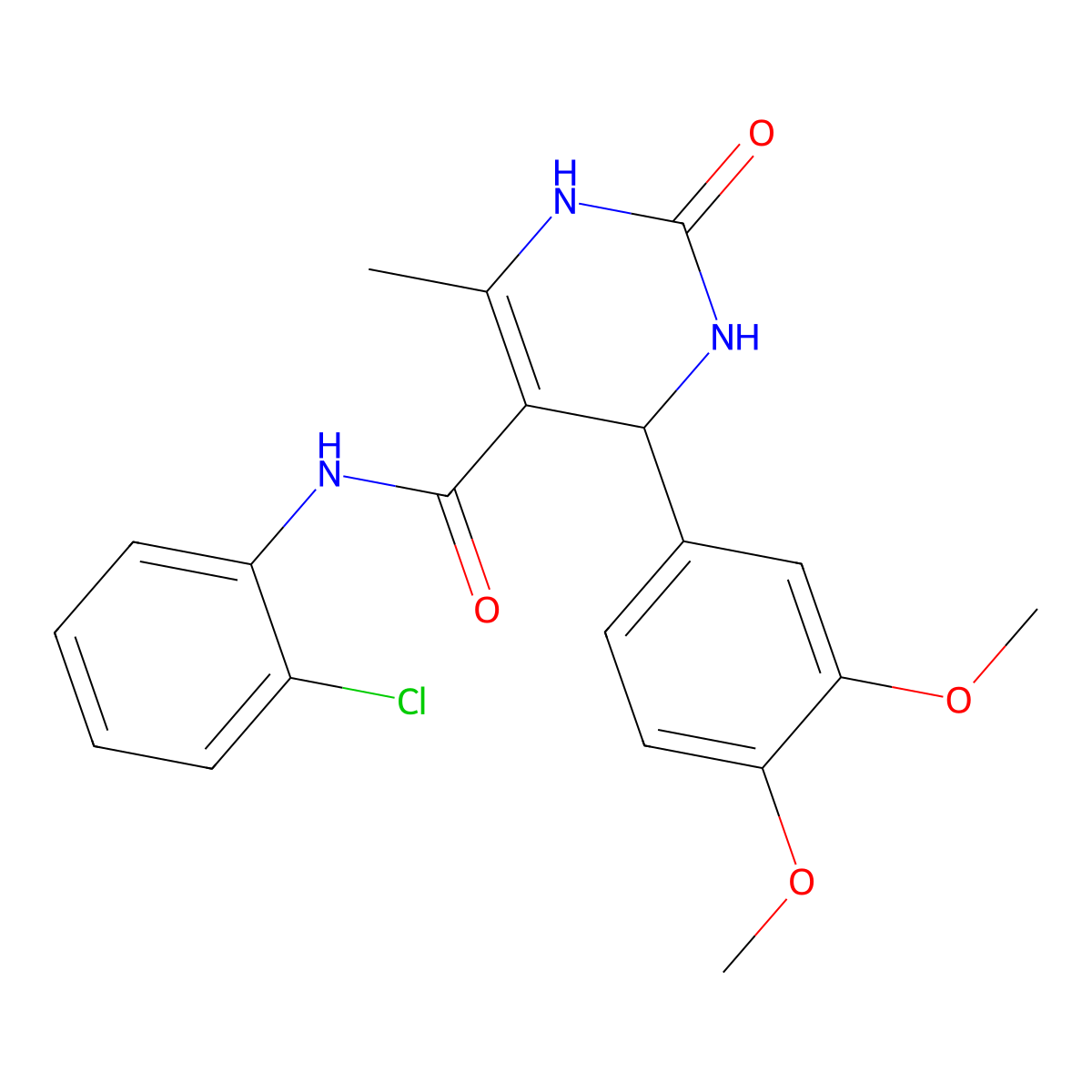 N-(2-chlorophenyl)-4-(3,4-dimethoxyphenyl)-6-methyl-2-oxo-1,2,3,4-tetrahydropyrimidine-5-carboxamide molecular structure, CAS 421576-01-4