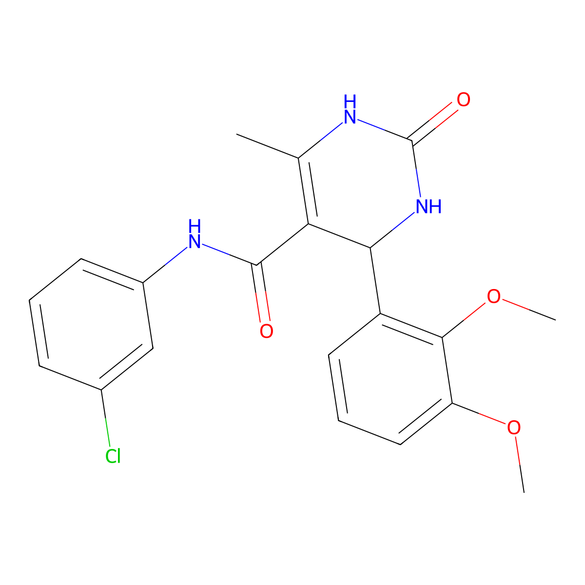 N-(3-chlorophenyl)-4-(2,3-dimethoxyphenyl)-6-methyl-2-oxo-1,2,3,4-tetrahydropyrimidine-5-carboxamide molecular structure, CAS 421576-02-5
