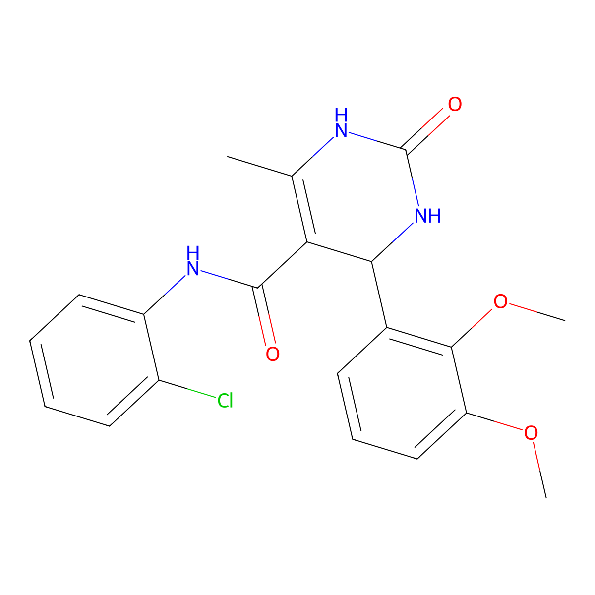 N-(2-chlorophenyl)-4-(2,3-dimethoxyphenyl)-6-methyl-2-oxo-1,2,3,4-tetrahydropyrimidine-5-carboxamide molecular structure, CAS 421576-03-6