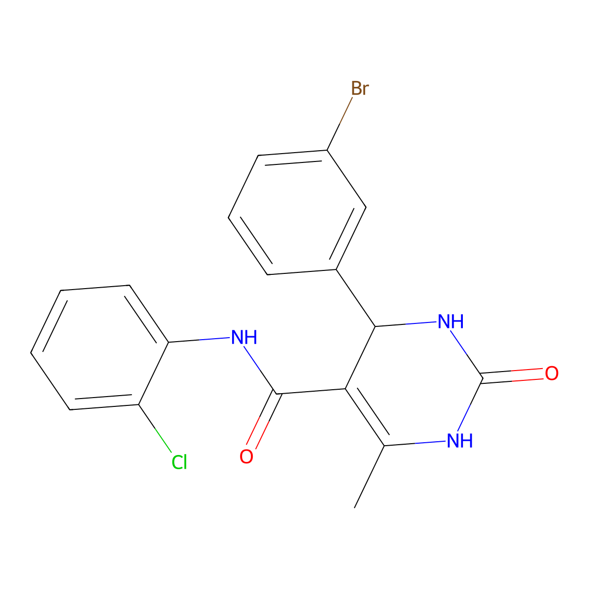 4-(3-bromophenyl)-N-(2-chlorophenyl)-6-methyl-2-oxo-1,2,3,4-tetrahydropyrimidine-5-carboxamide molecular structure, CAS 421576-04-7