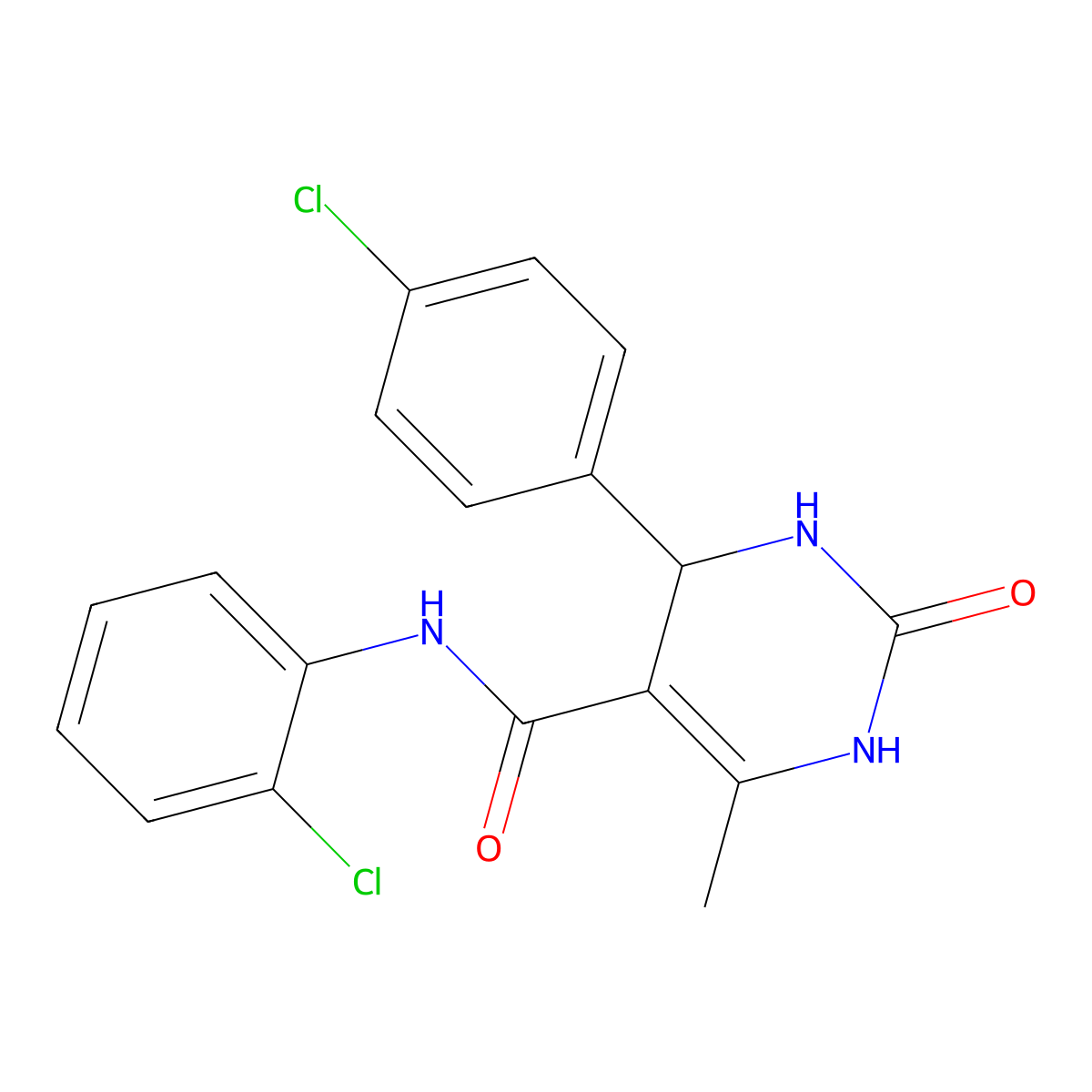 N-(2-chlorophenyl)-4-(4-chlorophenyl)-6-methyl-2-oxo-1,2,3,4-tetrahydropyrimidine-5-carboxamide molecular structure, CAS 421576-05-8