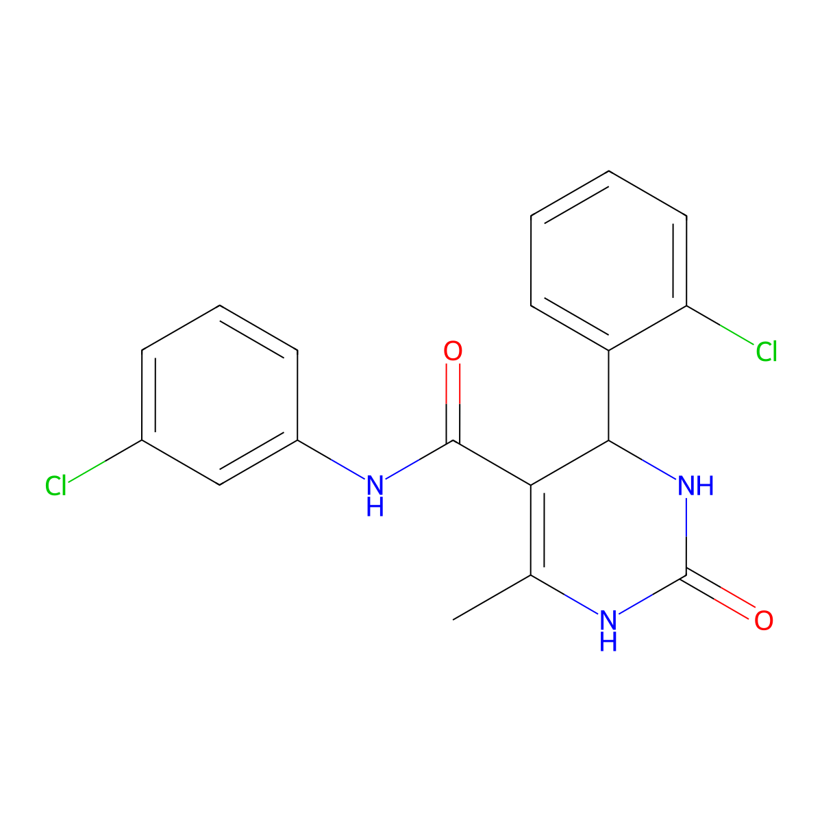 4-(2-chlorophenyl)-N-(3-chlorophenyl)-6-methyl-2-oxo-1,2,3,4-tetrahydropyrimidine-5-carboxamide molecular structure, CAS 421576-07-0