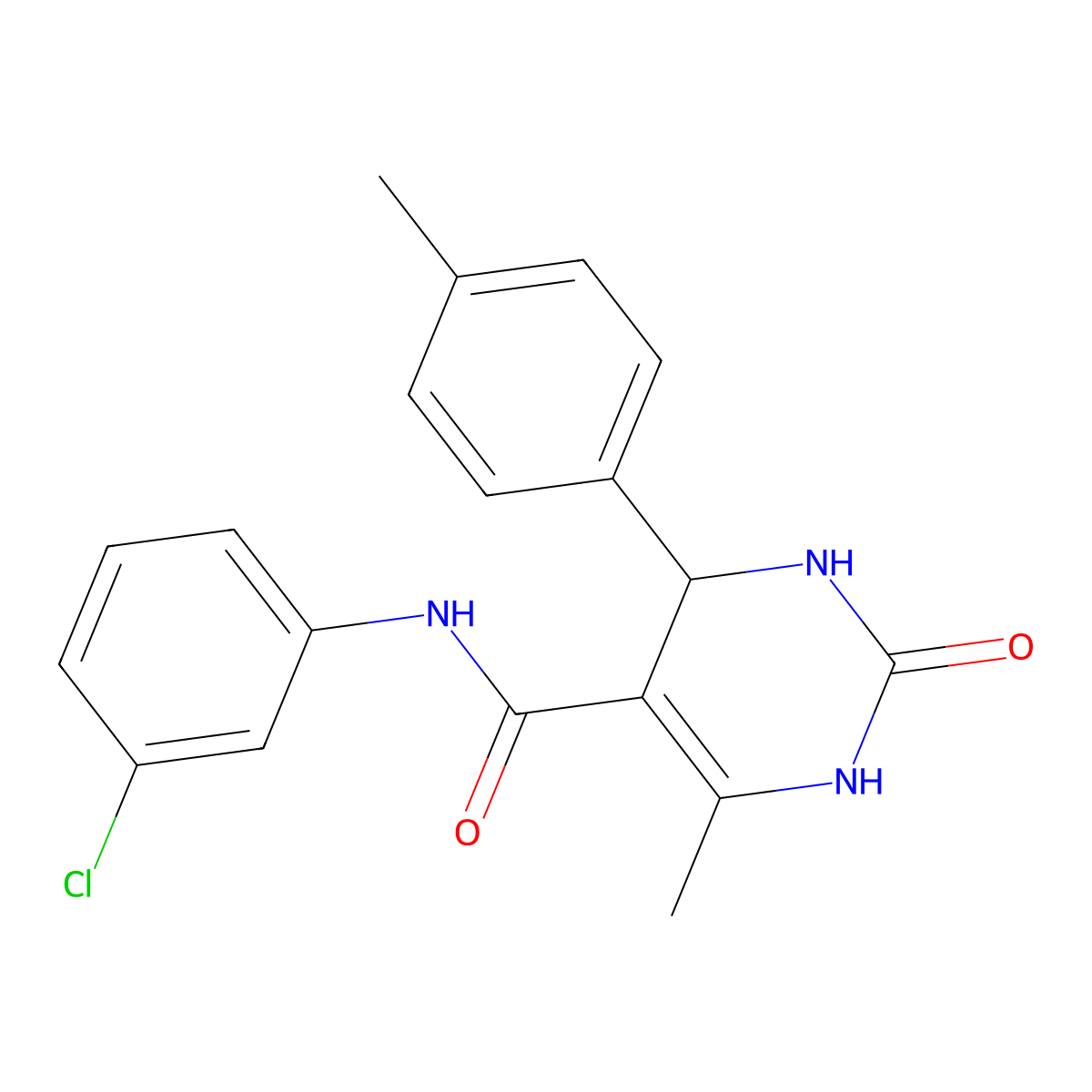 N-(3-chlorophenyl)-6-methyl-2-oxo-4-(p-tolyl)-1,2,3,4-tetrahydropyrimidine-5-carboxamide molecular structure, CAS 421576-08-1