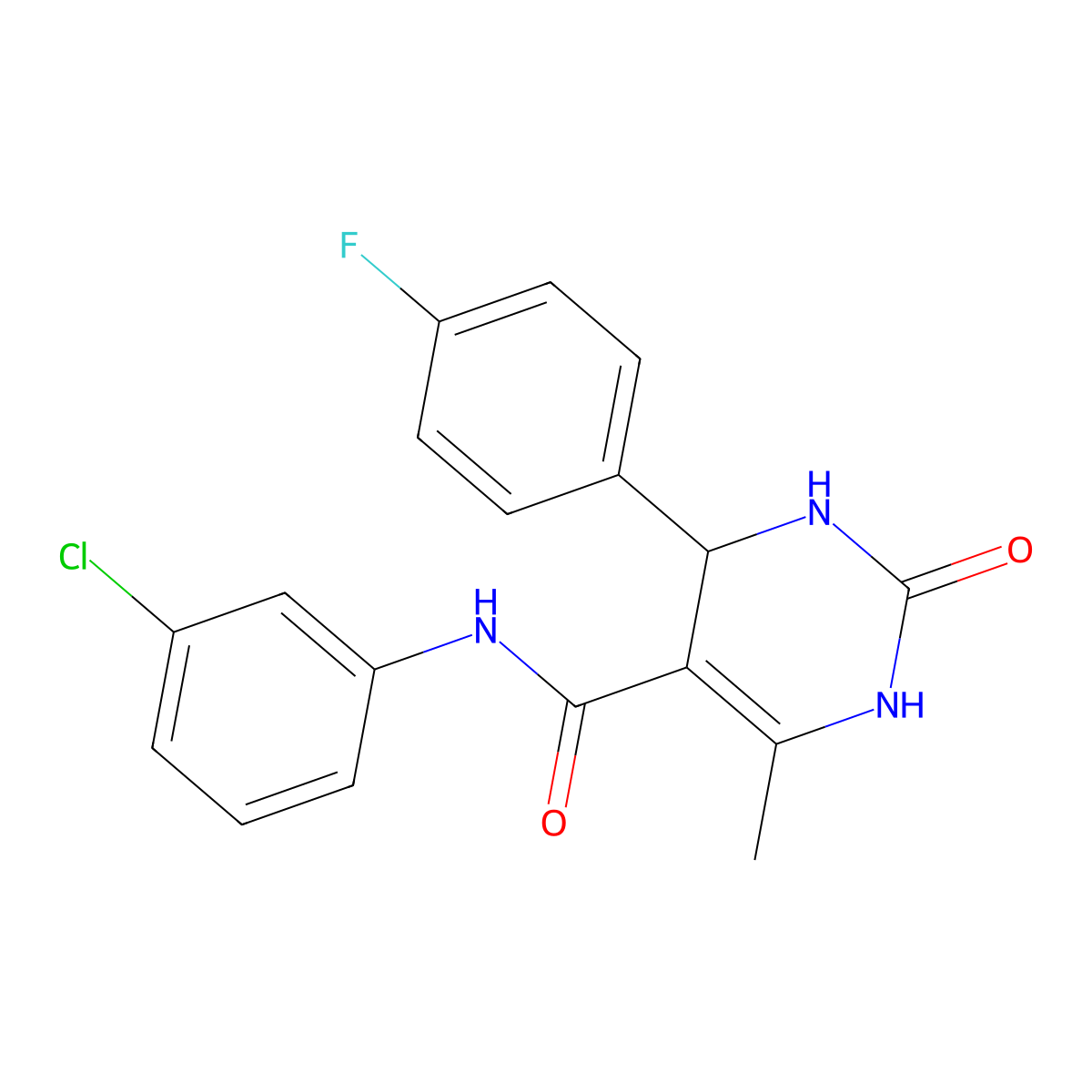 N-(3-chlorophenyl)-4-(4-fluorophenyl)-6-methyl-2-oxo-1,2,3,4-tetrahydropyrimidine-5-carboxamide molecular structure, CAS 421576-10-5