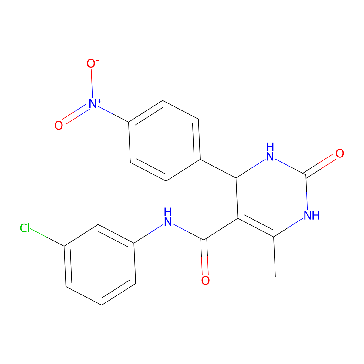 N-(3-chlorophenyl)-6-methyl-4-(4-nitrophenyl)-2-oxo-1,2,3,4-tetrahydropyrimidine-5-carboxamide molecular structure, CAS 421576-11-6
