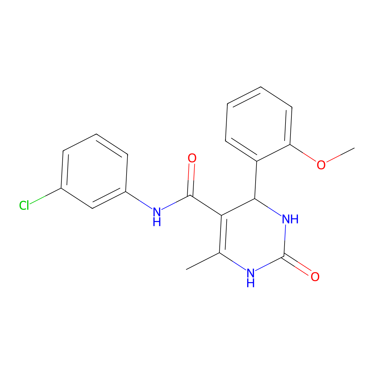 N-(3-chlorophenyl)-4-(2-methoxyphenyl)-6-methyl-2-oxo-1,2,3,4-tetrahydropyrimidine-5-carboxamide molecular structure, CAS 421576-12-7