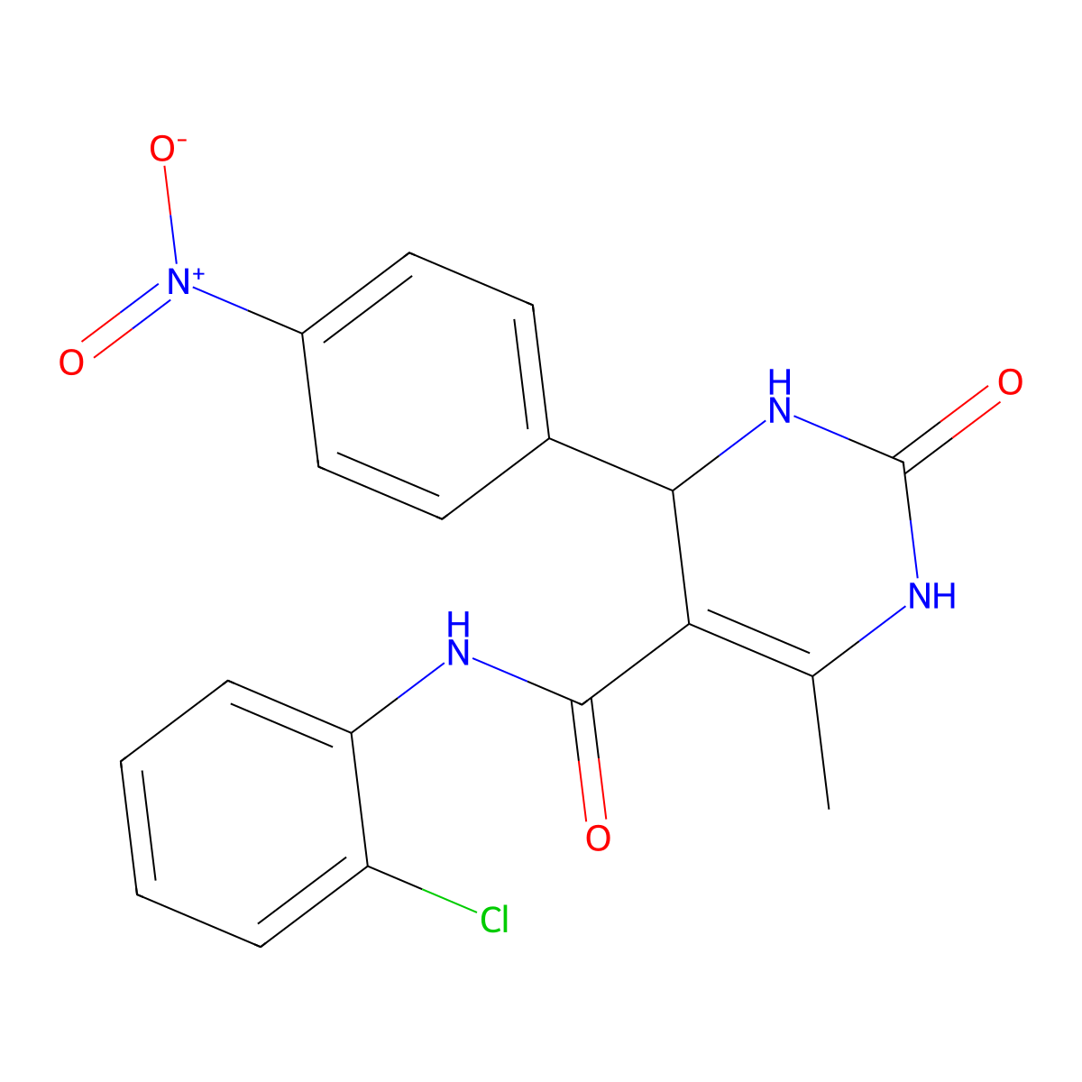 N-(2-chlorophenyl)-6-methyl-4-(4-nitrophenyl)-2-oxo-1,2,3,4-tetrahydropyrimidine-5-carboxamide molecular structure, CAS 421576-14-9