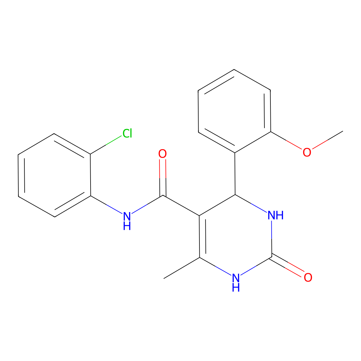 N-(2-chlorophenyl)-4-(2-methoxyphenyl)-6-methyl-2-oxo-1,2,3,4-tetrahydropyrimidine-5-carboxamide molecular structure, CAS 421576-15-0