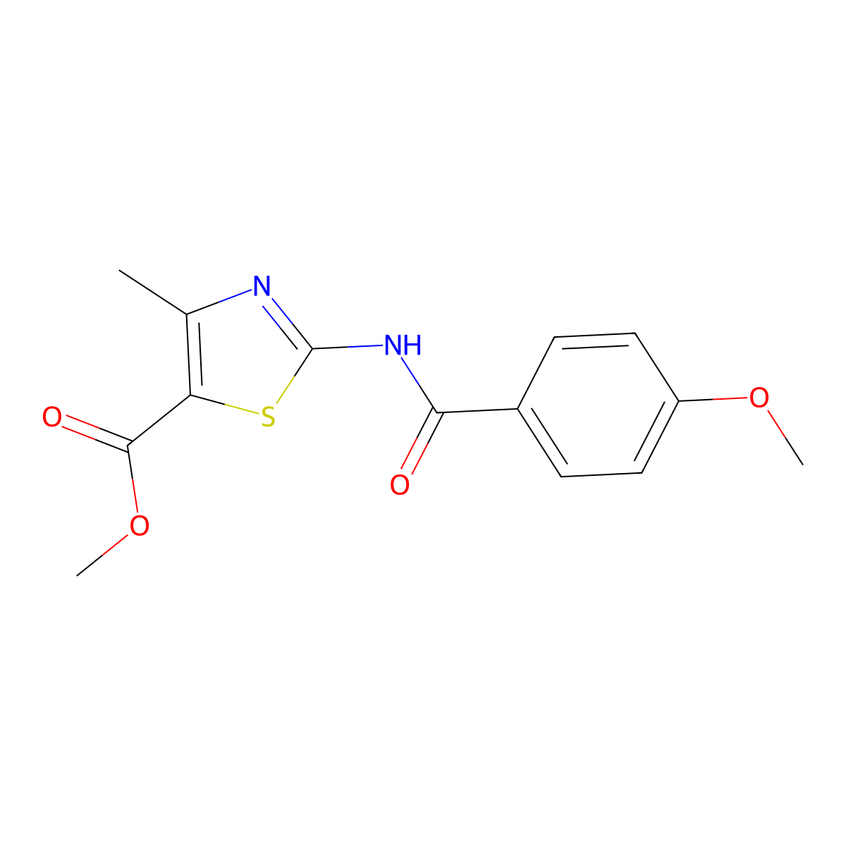 2-(4-Methoxy-benzoylamino)-4-methyl-thiazole-5-carboxylic acid methyl ester molecular structure, CAS 421576-17-2