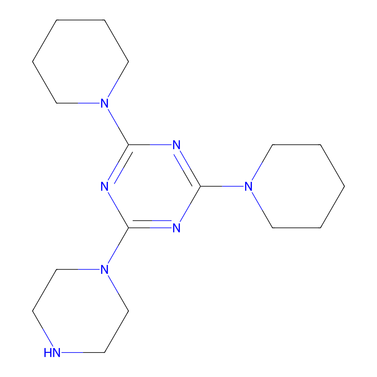 2-(1-Piperazinyl)-4,6-di(1-piperidinyl)-1,3,5-triazine molecular structure, CAS 421576-36-5