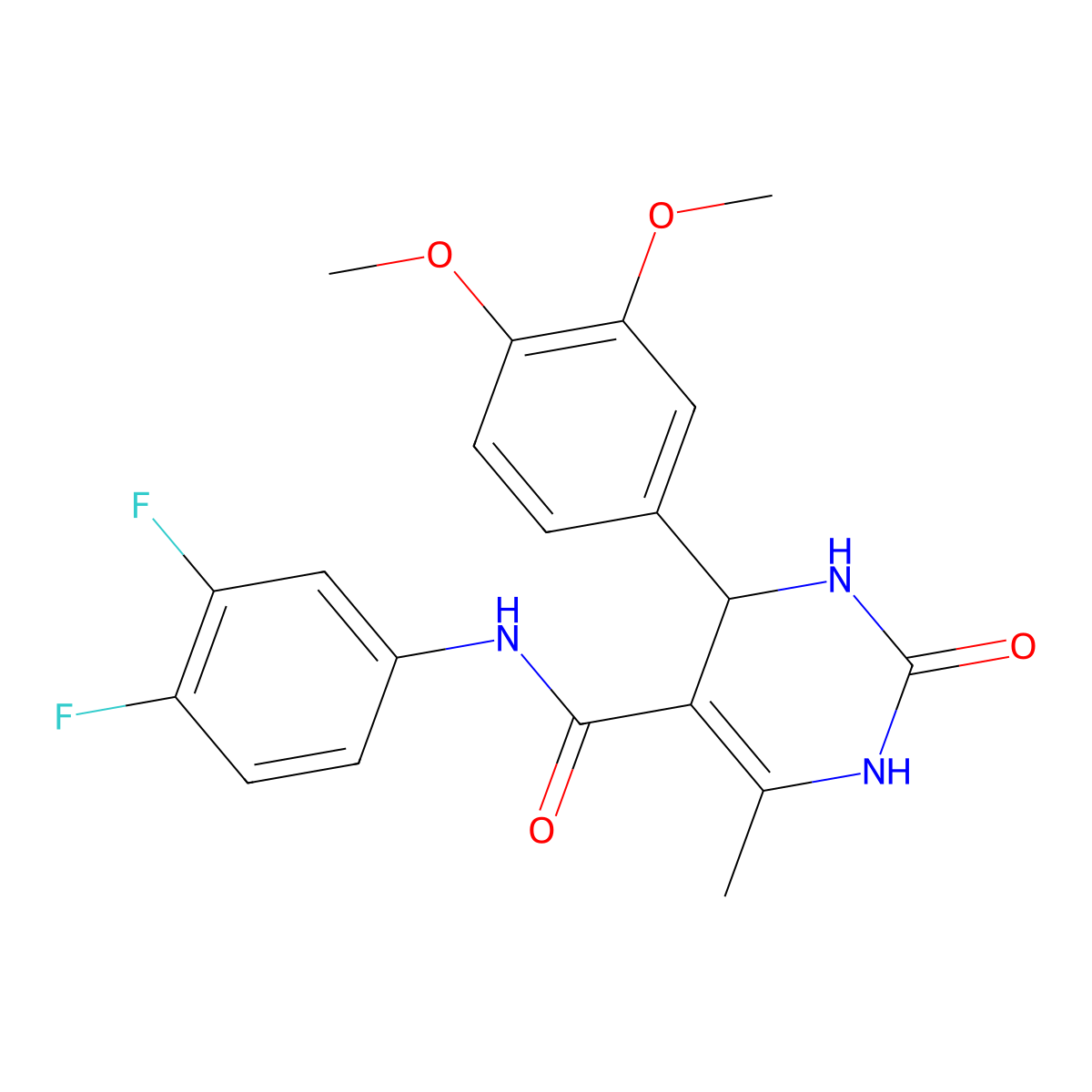 N-(3,4-difluorophenyl)-4-(3,4-dimethoxyphenyl)-6-methyl-2-oxo-1,2,3,4-tetrahydropyrimidine-5-carboxamide molecular structure, CAS 421576-40-1