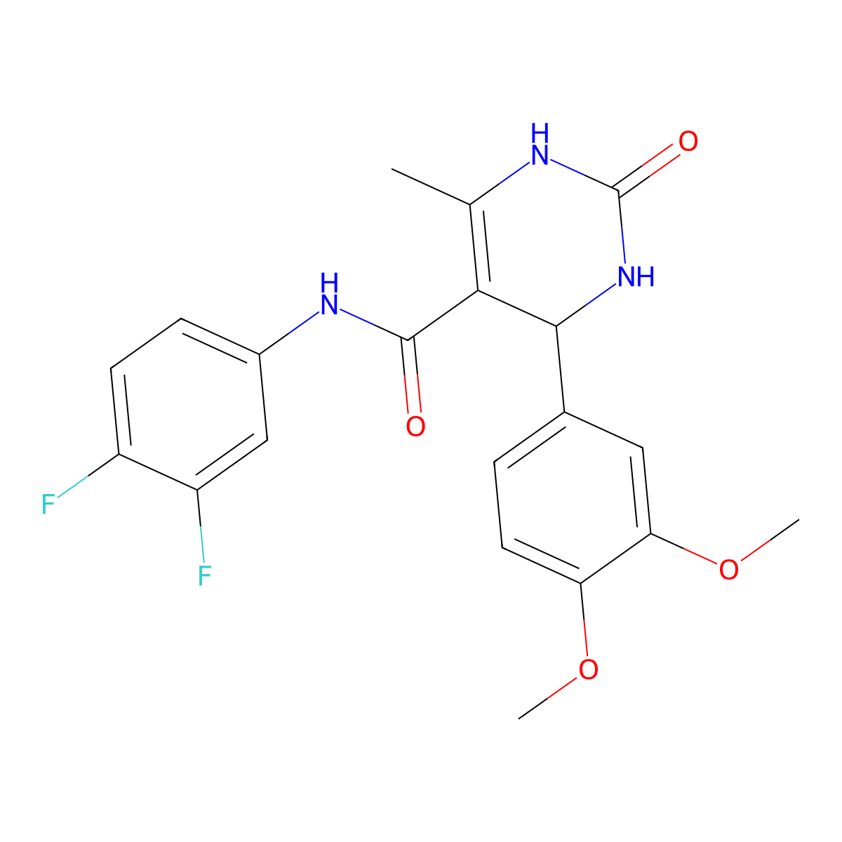 N-(3,4-difluorophenyl)-4-(3,4-dimethoxyphenyl)-6-methyl-2-oxo-1,2,3,4-tetrahydropyrimidine-5-carboxamide molecular structure, CAS 421576-40-1