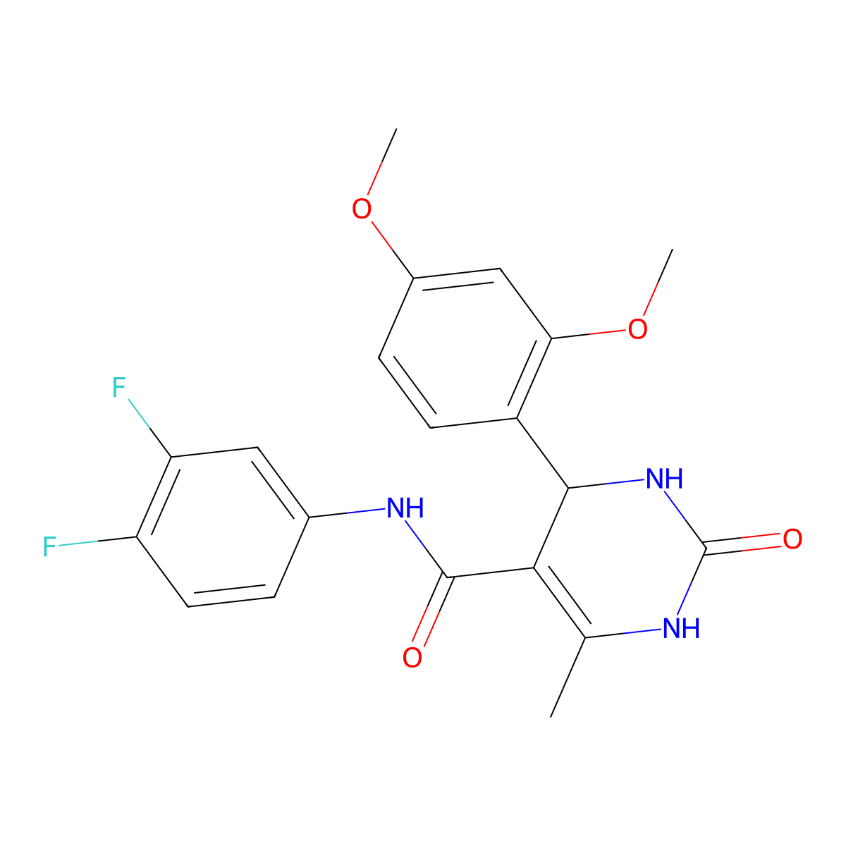 N-(3,4-difluorophenyl)-4-(2,4-dimethoxyphenyl)-6-methyl-2-oxo-1,2,3,4-tetrahydropyrimidine-5-carboxamide molecular structure, CAS 421576-44-5