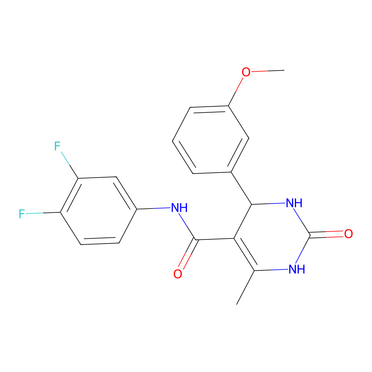 N-(3,4-difluorophenyl)-4-(3-methoxyphenyl)-6-methyl-2-oxo-1,2,3,4-tetrahydropyrimidine-5-carboxamide molecular structure, CAS 421576-45-6