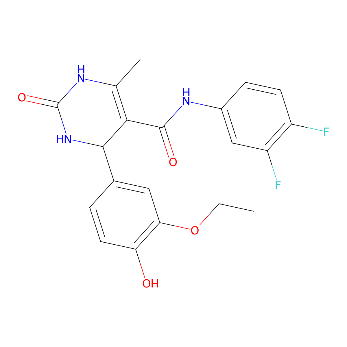 N-(3,4-difluorophenyl)-4-(3-ethoxy-4-hydroxyphenyl)-6-methyl-2-oxo-1,2,3,4-tetrahydropyrimidine-5-carboxamide molecular structure, CAS 421576-57-0