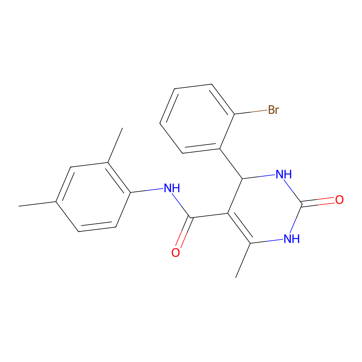 4-(2-bromophenyl)-N-(2,4-dimethylphenyl)-6-methyl-2-oxo-3,4-dihydro-1H-pyrimidine-5-carboxamide molecular structure, CAS 421576-61-6