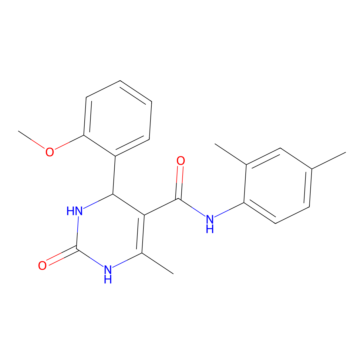 N-(2,4-dimethylphenyl)-4-(2-methoxyphenyl)-6-methyl-2-oxo-1,2,3,4-tetrahydropyrimidine-5-carboxamide molecular structure, CAS 421576-63-8