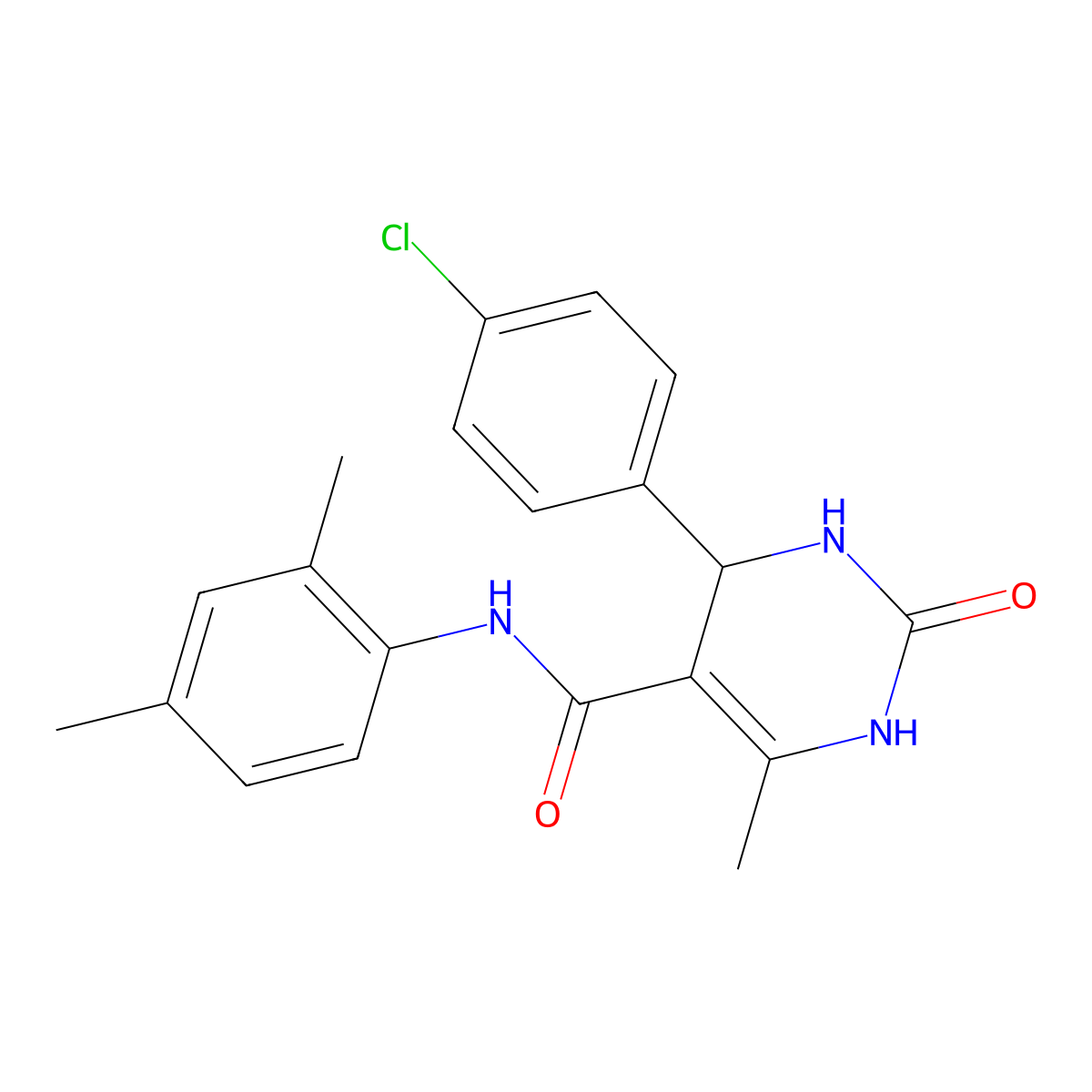4-(4-chlorophenyl)-N-(2,4-dimethylphenyl)-6-methyl-2-oxo-1,2,3,4-tetrahydropyrimidine-5-carboxamide molecular structure, CAS 421576-65-0
