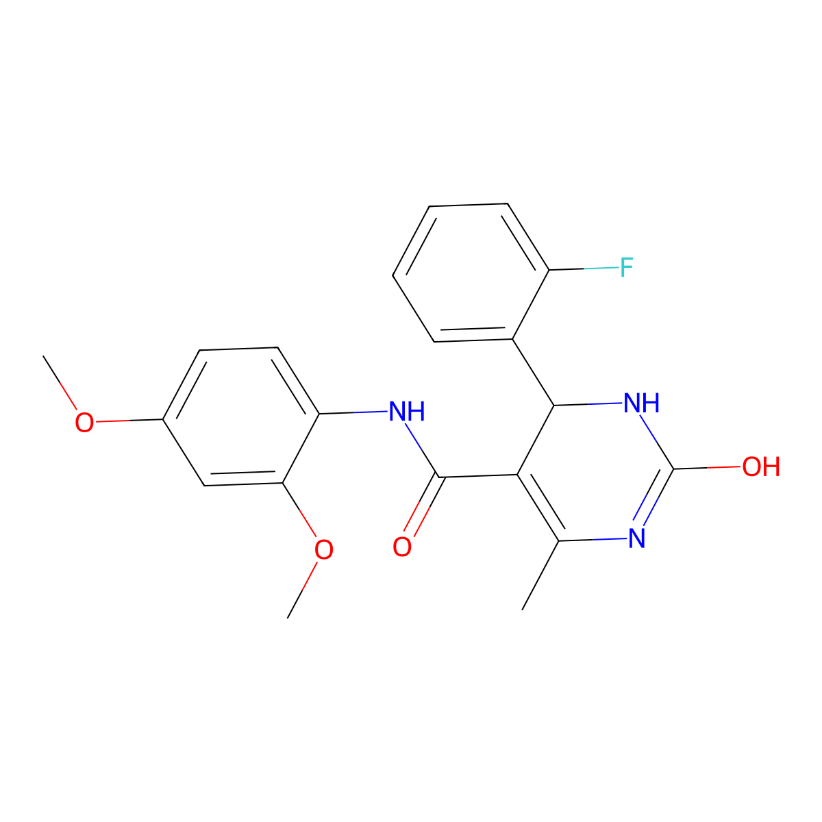 N-(2,4-dimethoxyphenyl)-4-(2-fluorophenyl)-6-methyl-2-oxo-3,4-dihydro-1H-pyrimidine-5-carboxamide molecular structure, CAS 421576-68-3