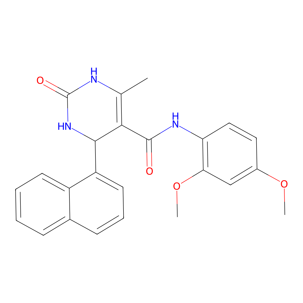 N-(2,4-dimethoxyphenyl)-6-methyl-4-(naphthalen-1-yl)-2-oxo-1,2,3,4-tetrahydropyrimidine-5-carboxamide molecular structure, CAS 421576-69-4