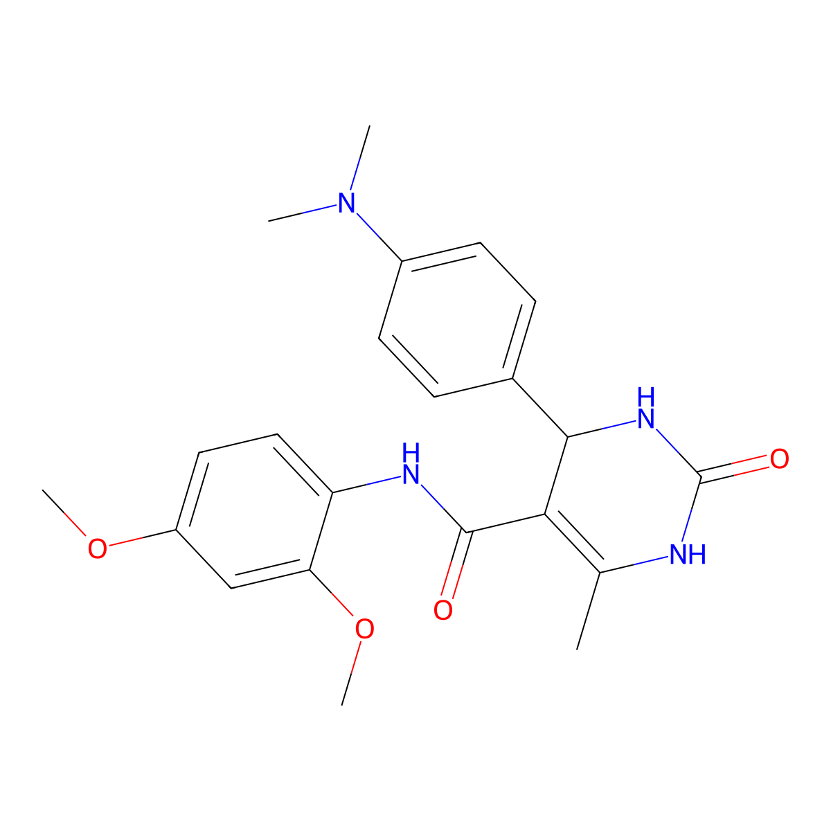 N-(2,4-dimethoxyphenyl)-4-[4-(dimethylamino)phenyl]-6-methyl-2-oxo-1,2,3,4-tetrahydropyrimidine-5-carboxamide molecular structure, CAS 421576-70-7