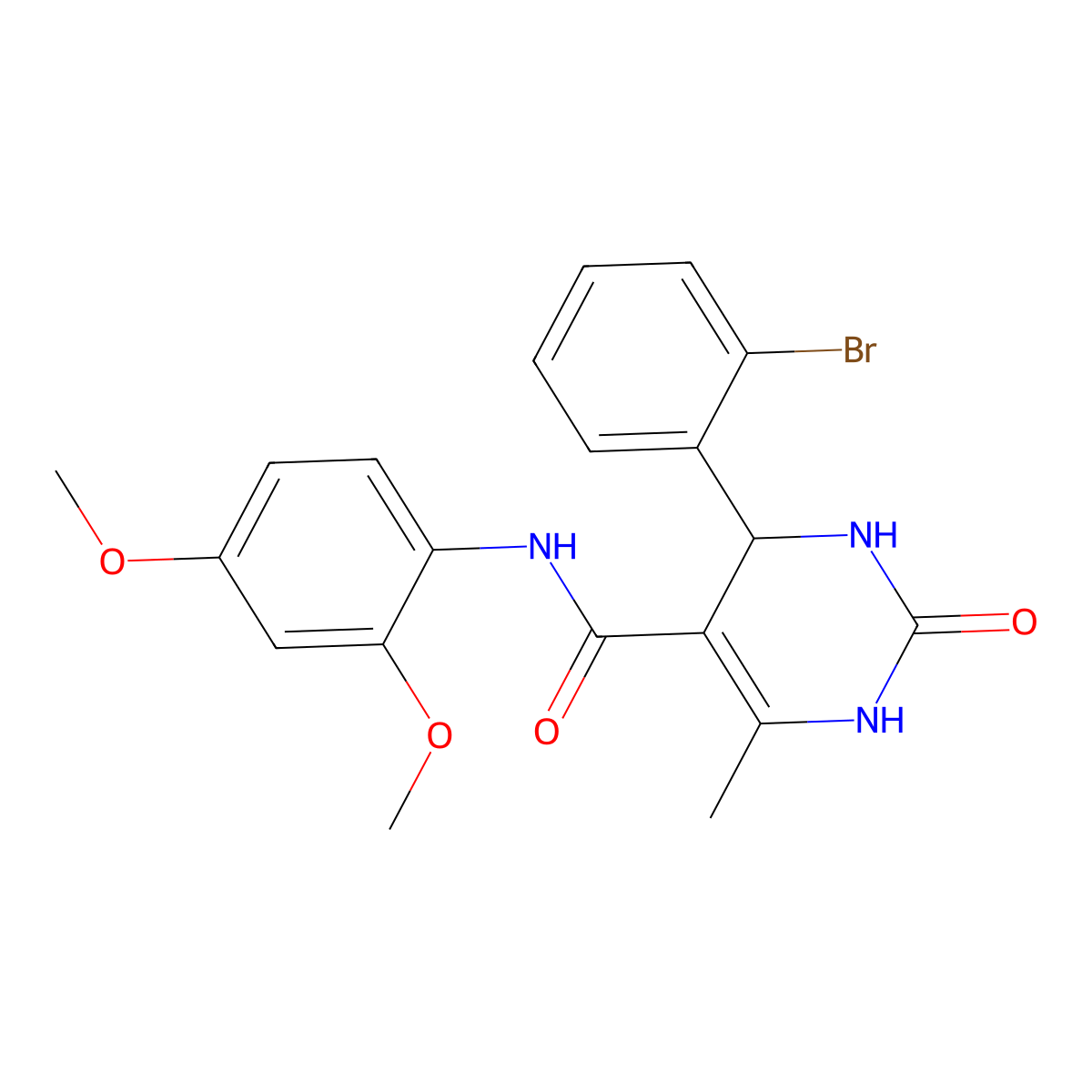 4-(2-bromophenyl)-N-(2,4-dimethoxyphenyl)-6-methyl-2-oxo-1,2,3,4-tetrahydropyrimidine-5-carboxamide molecular structure, CAS 421576-71-8