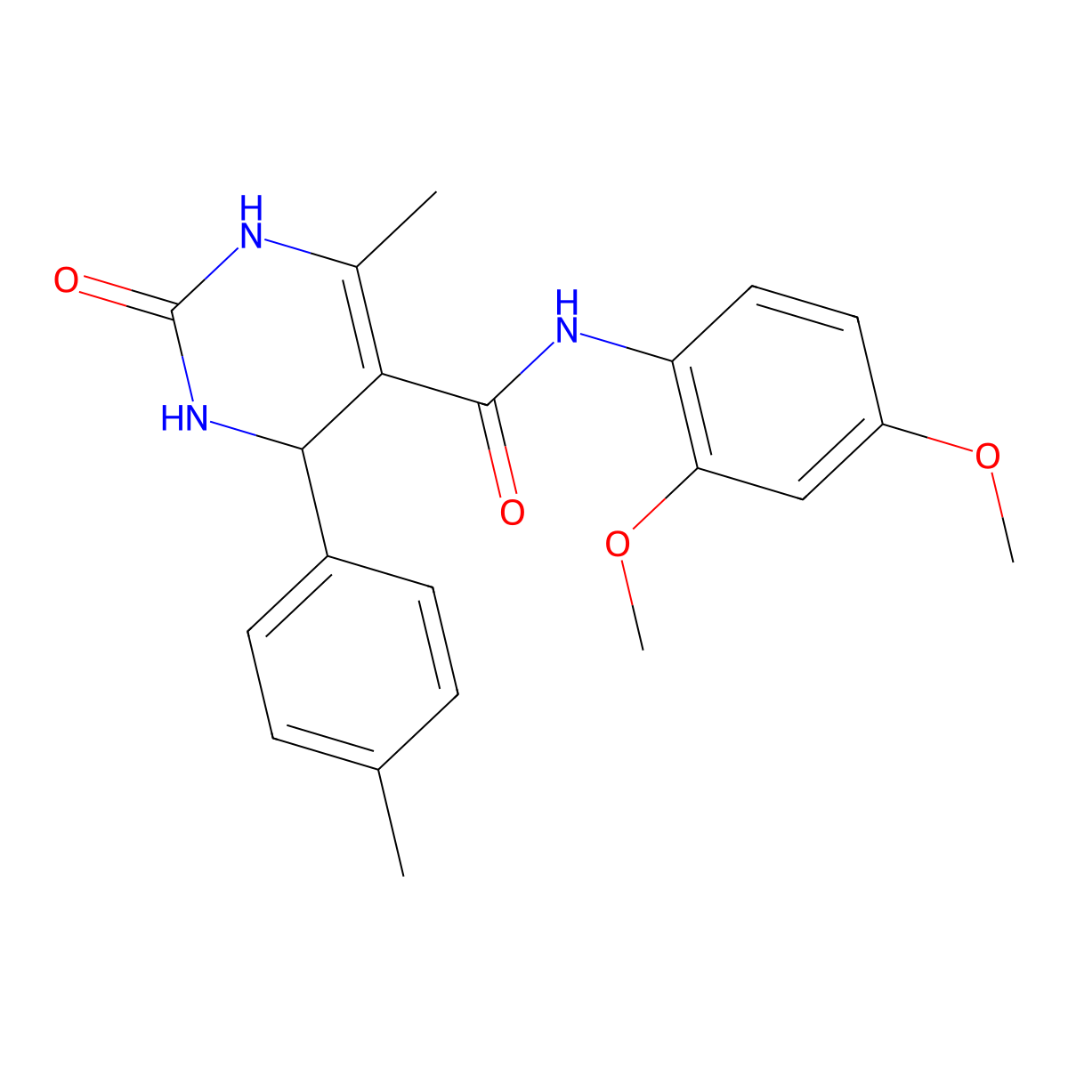N-(2,4-dimethoxyphenyl)-6-methyl-4-(4-methylphenyl)-2-oxo-3,4-dihydro-1H-pyrimidine-5-carboxamide molecular structure, CAS 421576-73-0