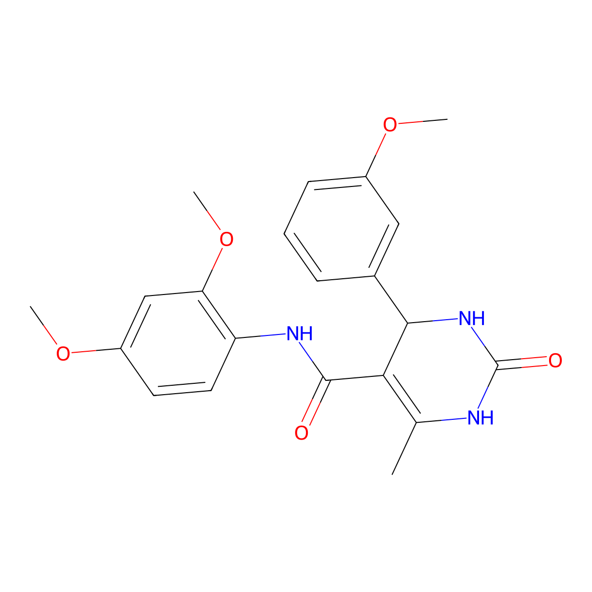 N-(2,4-dimethoxyphenyl)-4-(3-methoxyphenyl)-6-methyl-2-oxo-1,2,3,4-tetrahydropyrimidine-5-carboxamide molecular structure, CAS 421576-74-1