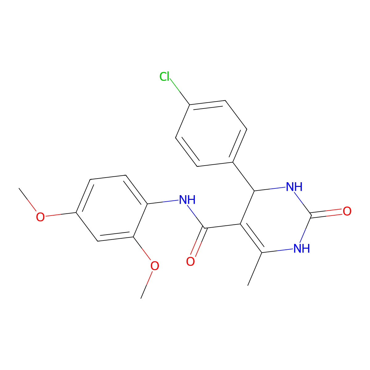 4-(4-chlorophenyl)-N-(2,4-dimethoxyphenyl)-6-methyl-2-oxo-1,2,3,4-tetrahydropyrimidine-5-carboxamide molecular structure, CAS 421576-77-4