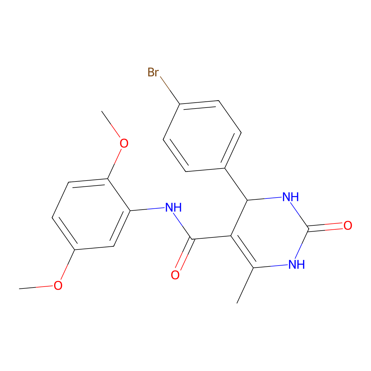 4-(4-bromophenyl)-N-(2,5-dimethoxyphenyl)-6-methyl-2-oxo-1,2,3,4-tetrahydropyrimidine-5-carboxamide molecular structure, CAS 421576-84-3