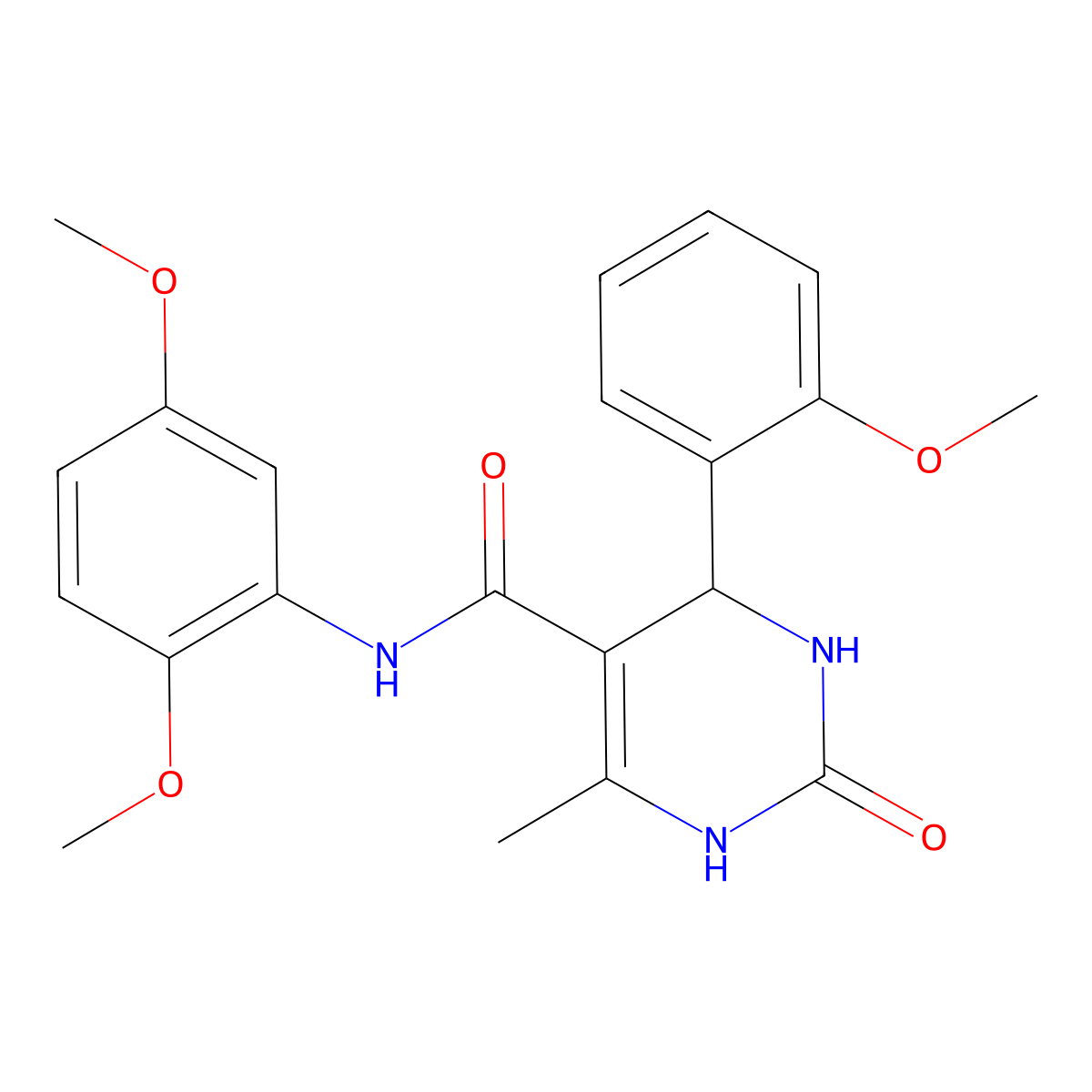 N-(2,5-dimethoxyphenyl)-4-(2-methoxyphenyl)-6-methyl-2-oxo-1,2,3,4-tetrahydropyrimidine-5-carboxamide molecular structure, CAS 421576-85-4
