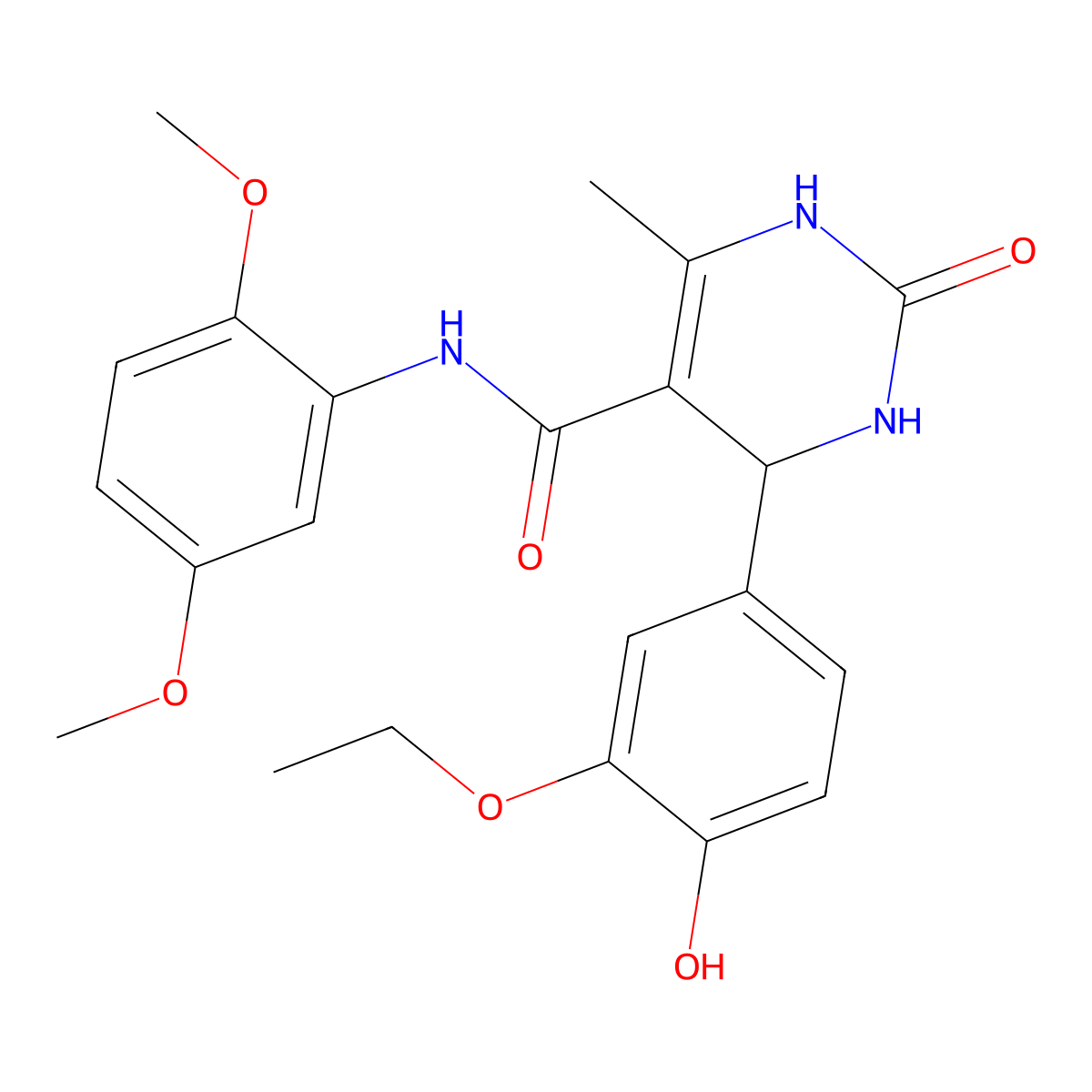 N-(2,5-dimethoxyphenyl)-4-(3-ethoxy-4-hydroxyphenyl)-6-methyl-2-oxo-1,2,3,4-tetrahydropyrimidine-5-carboxamide molecular structure, CAS 421576-87-6