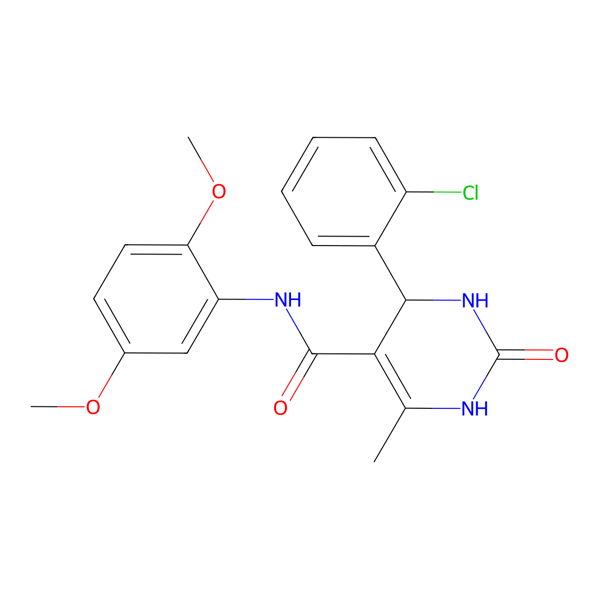 4-(2-chlorophenyl)-N-(2,5-dimethoxyphenyl)-6-methyl-2-oxo-1,2,3,4-tetrahydropyrimidine-5-carboxamide molecular structure, CAS 421576-91-2