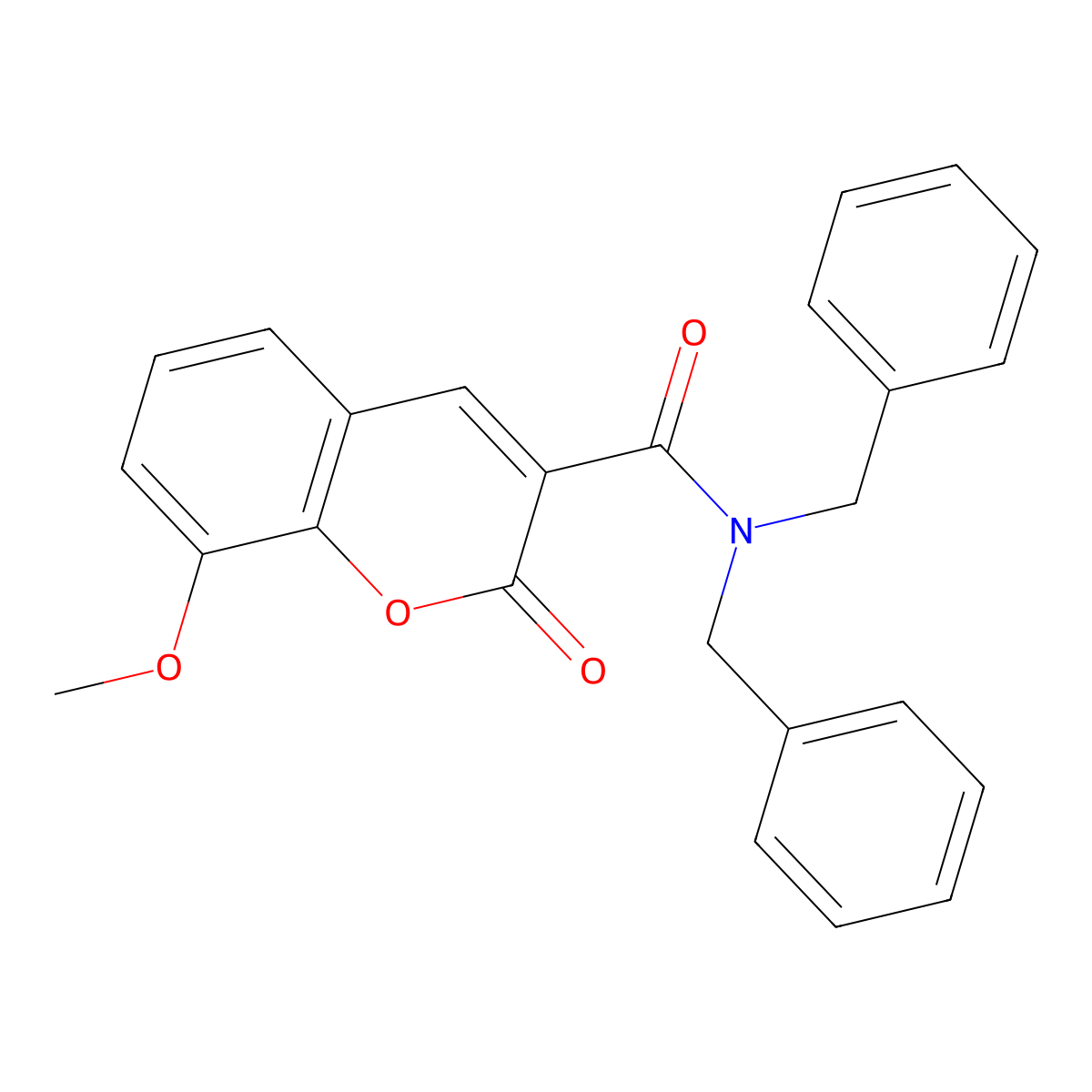 N,N-dibenzyl-8-methoxy-2-oxo-2H-chromene-3-carboxamide molecular structure, CAS 421577-79-9