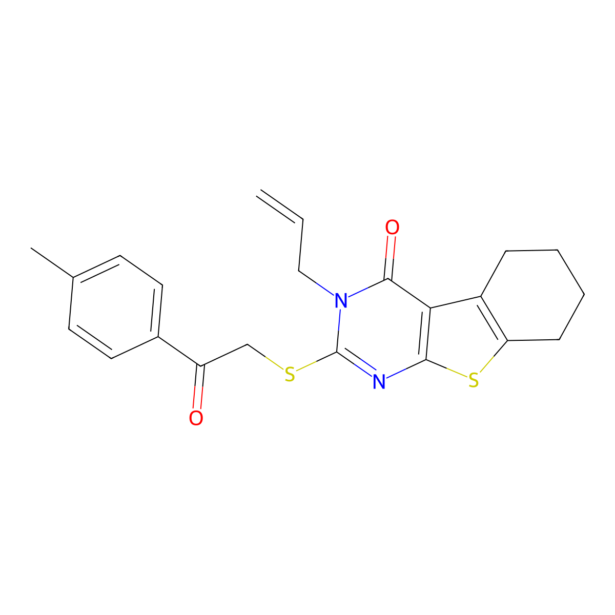 3-allyl-2-{[2-(4-methylphenyl)-2-oxoethyl]sulfanyl}-5,6,7,8-tetrahydro[1]benzothieno[2,3-d]pyrimidin-4(3H)-one molecular structure, CAS 421577-83-5
