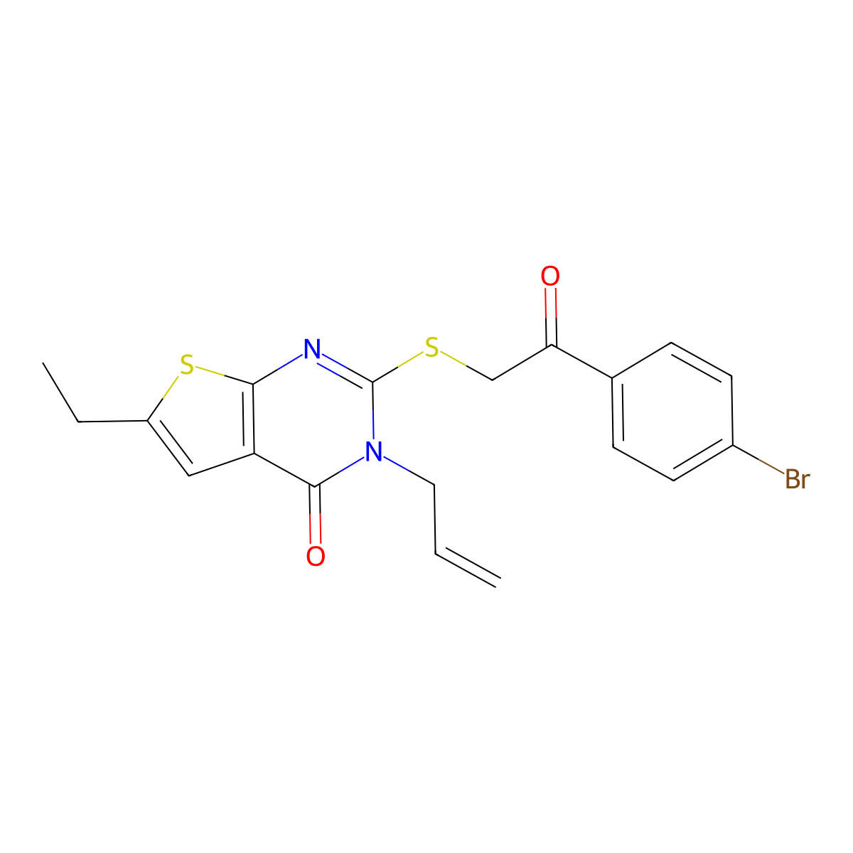 3-allyl-2-((2-(4-bromophenyl)-2-oxoethyl)thio)-6-ethylthieno[2,3-d]pyrimidin-4(3H)-one molecular structure, CAS 421577-89-1