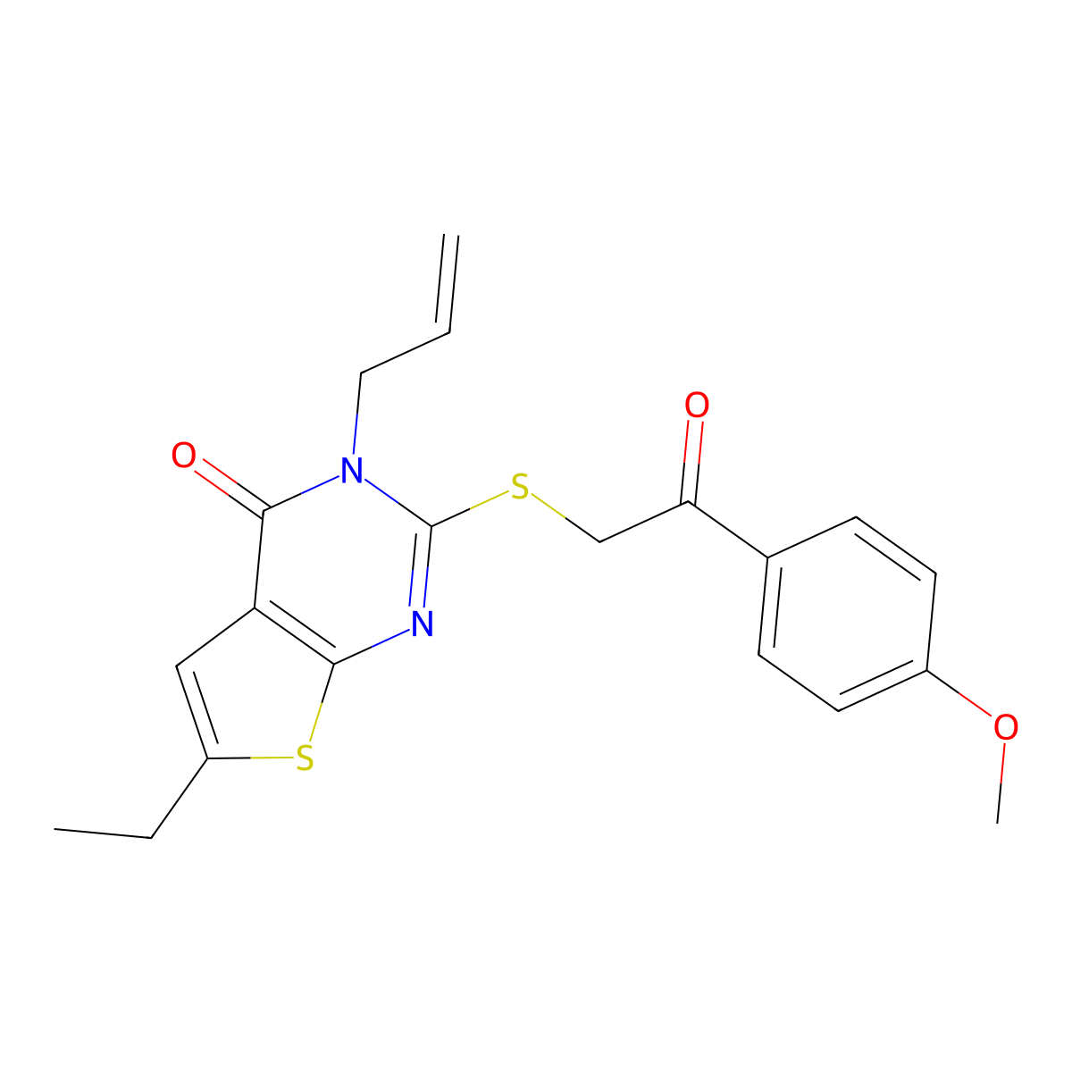 3-allyl-6-ethyl-2-((2-(4-methoxyphenyl)-2-oxoethyl)thio)thieno[2,3-d]pyrimidin-4(3H)-one molecular structure, CAS 421577-91-5