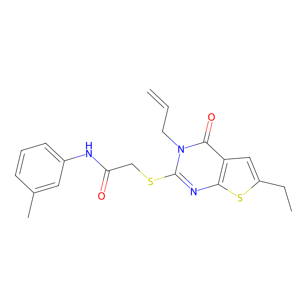 2-((3-allyl-6-ethyl-4-oxo-3,4-dihydrothieno[2,3-d]pyrimidin-2-yl)thio)-N-(m-tolyl)acetamide molecular structure, CAS 421577-97-1