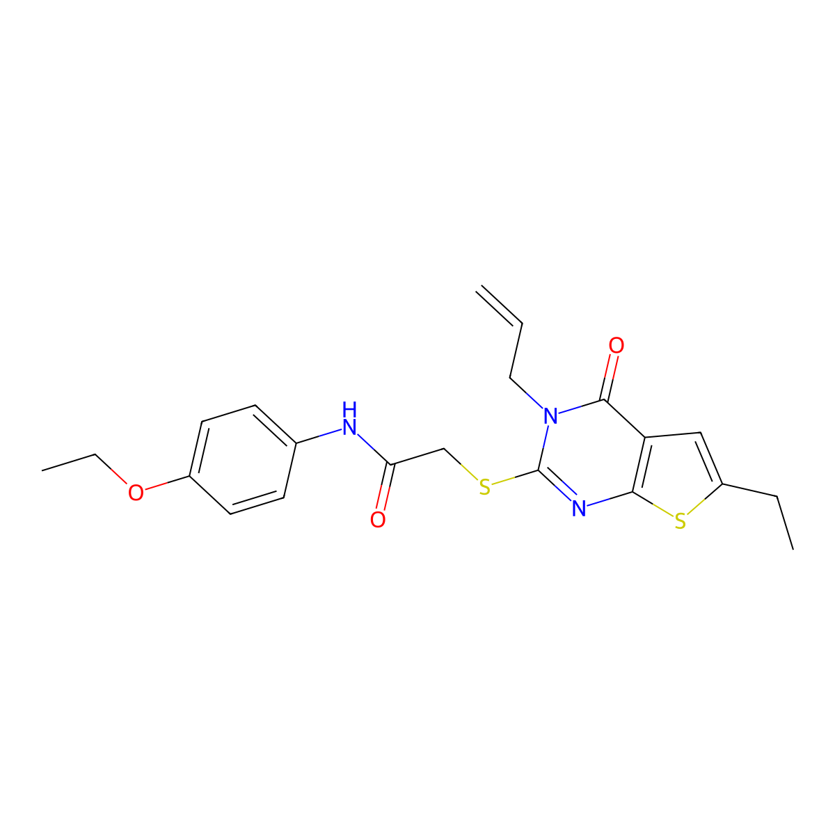 2-((3-allyl-6-ethyl-4-oxo-3,4-dihydrothieno[2,3-d]pyrimidin-2-yl)thio)-N-(4-ethoxyphenyl)acetamide molecular structure, CAS 421578-00-9