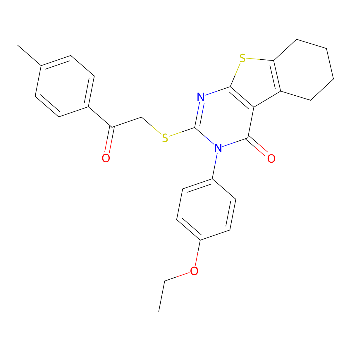 3-(4-Ethoxyphenyl)-2-[2-(4-methylphenyl)-2-oxoethyl]sulfanyl-5,6,7,8-tetrahydro-[1]benzothiolo[2,3-d]pyrimidin-4-one molecular structure, CAS 421578-09-8