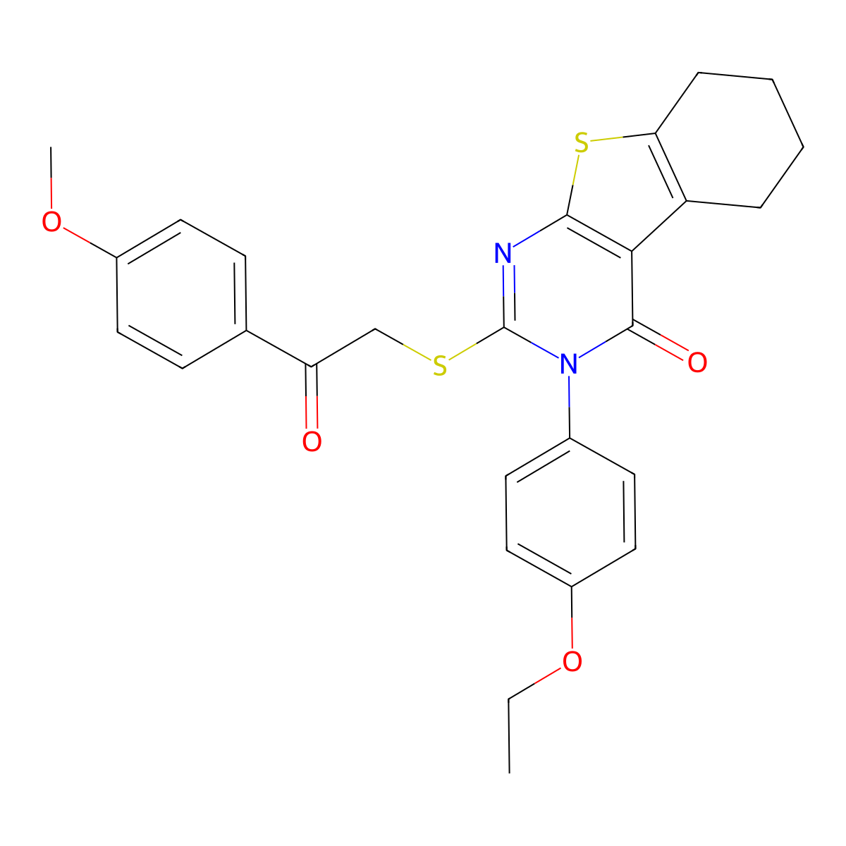 3-(4-ethoxyphenyl)-2-{[2-(4-methoxyphenyl)-2-oxoethyl]sulfanyl}-5,6,7,8-tetrahydro[1]benzothieno[2,3-d]pyrimidin-4(3H)-one molecular structure, CAS 421578-10-1