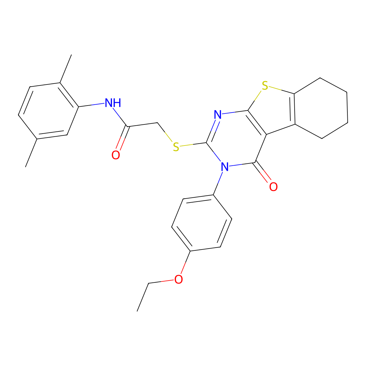 N-(2,5-dimethylphenyl)-2-{[3-(4-ethoxyphenyl)-4-oxo-3,4,5,6,7,8-hexahydro[1]benzothieno[2,3-d]pyrimidin-2-yl]sulfanyl}acetamide molecular structure, CAS 421578-17-8