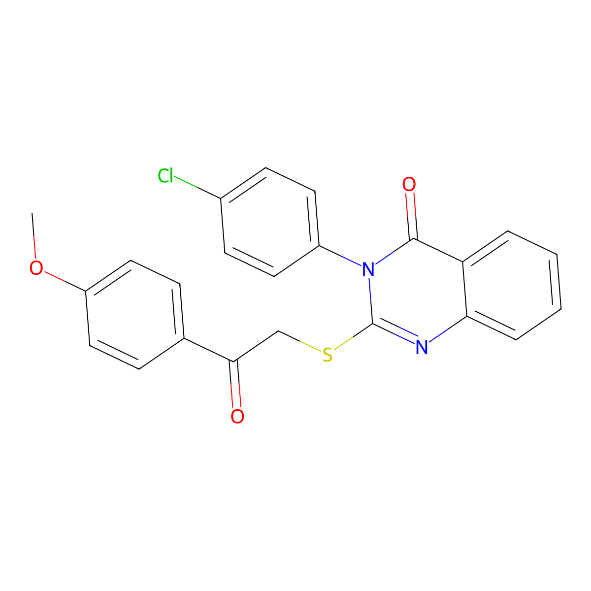 3-(4-Chlorophenyl)-2-((2-(4-methoxyphenyl)-2-oxoethyl)thio)-4(3H)-quinazolinone molecular structure, CAS 421578-24-7