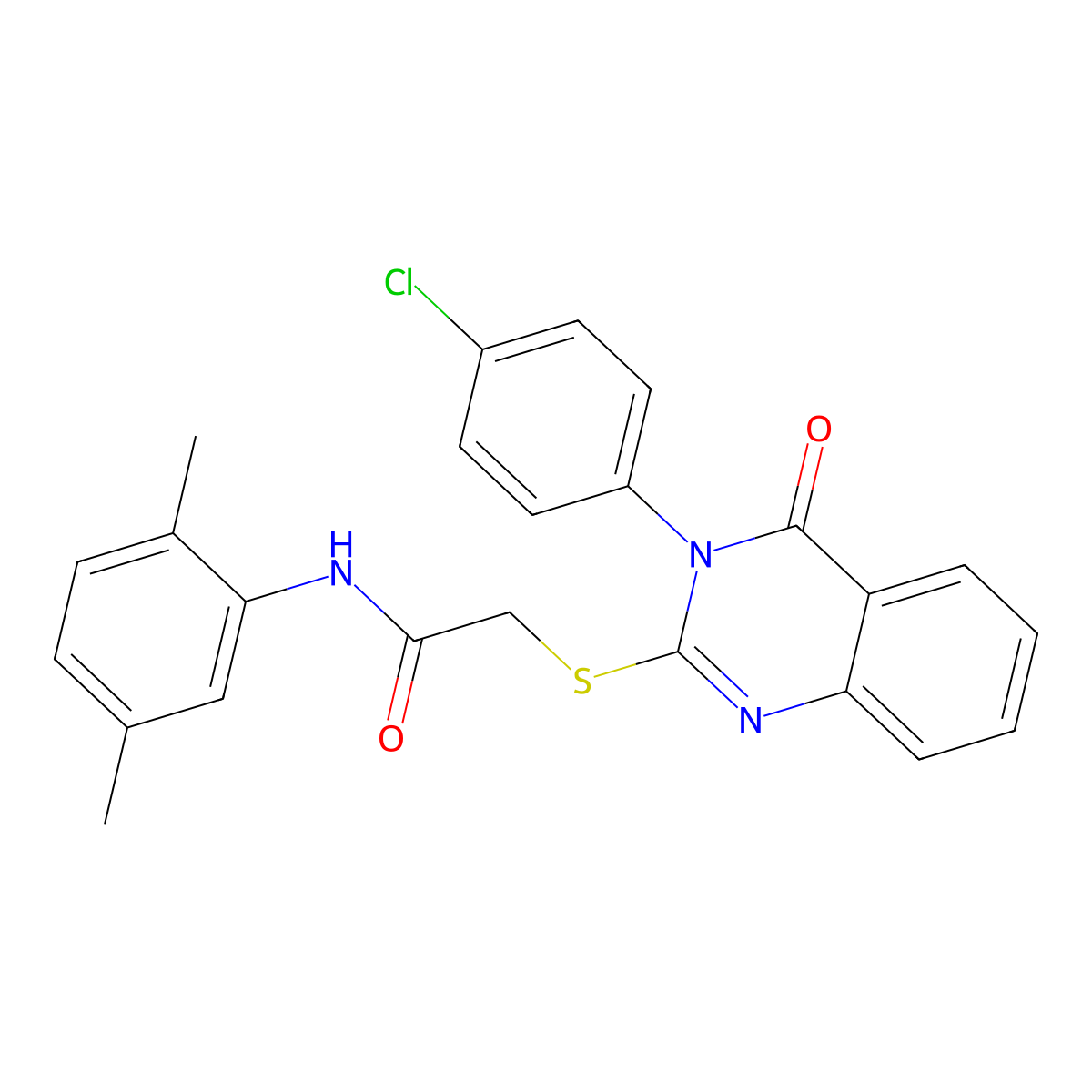 2-((3-(4-CL-PH)-4-Oxo-3,4-dihydro-2-quinazolinyl)thio)-N-(2,5-DI-ME-PH)acetamide molecular structure, CAS 421578-25-8