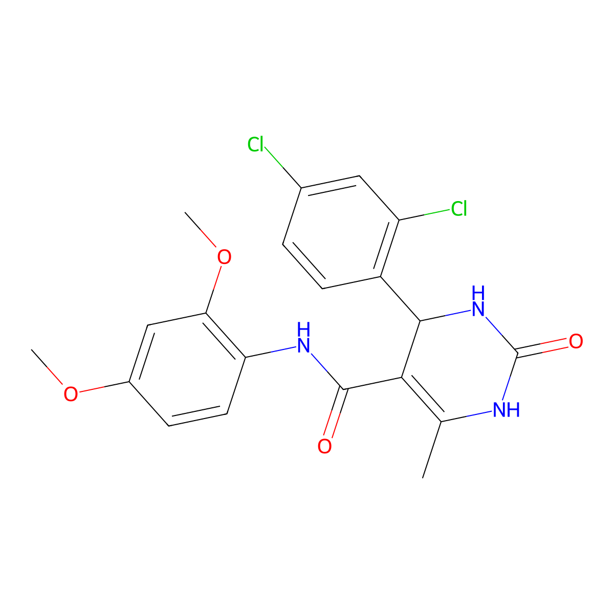 4-(2,4-dichlorophenyl)-N-(2,4-dimethoxyphenyl)-6-methyl-2-oxo-1,2,3,4-tetrahydropyrimidine-5-carboxamide molecular structure, CAS 421578-27-0