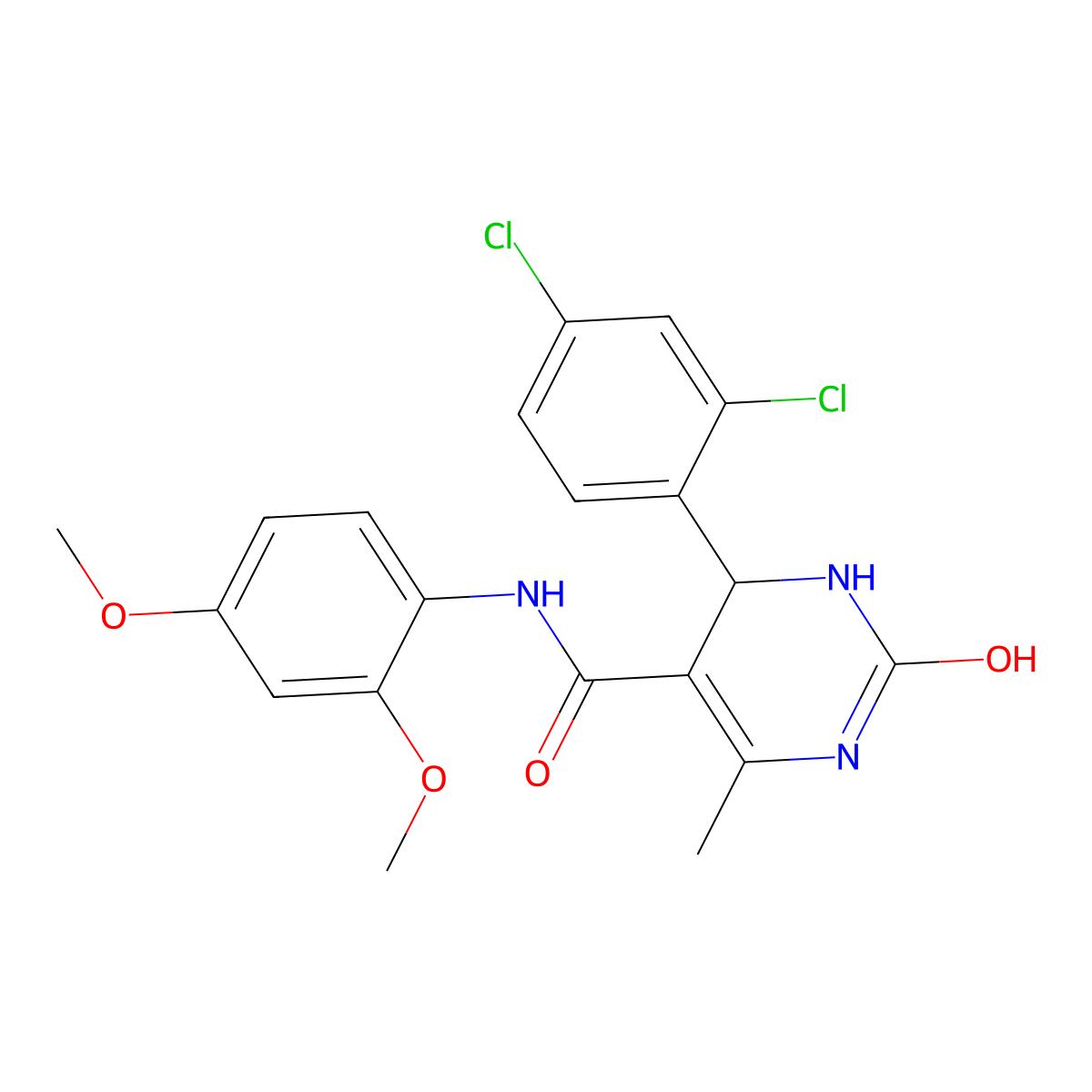 4-(2,4-dichlorophenyl)-N-(2,4-dimethoxyphenyl)-6-methyl-2-oxo-1,2,3,4-tetrahydropyrimidine-5-carboxamide molecular structure, CAS 421578-27-0