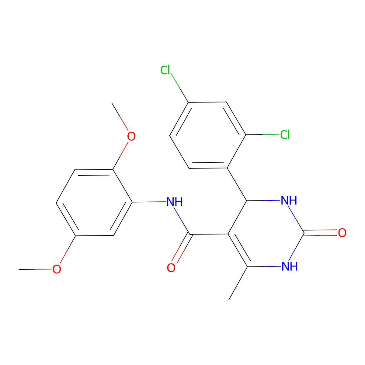 4-(2,4-dichlorophenyl)-N-(2,5-dimethoxyphenyl)-6-methyl-2-oxo-1,2,3,4-tetrahydropyrimidine-5-carboxamide molecular structure, CAS 421578-28-1