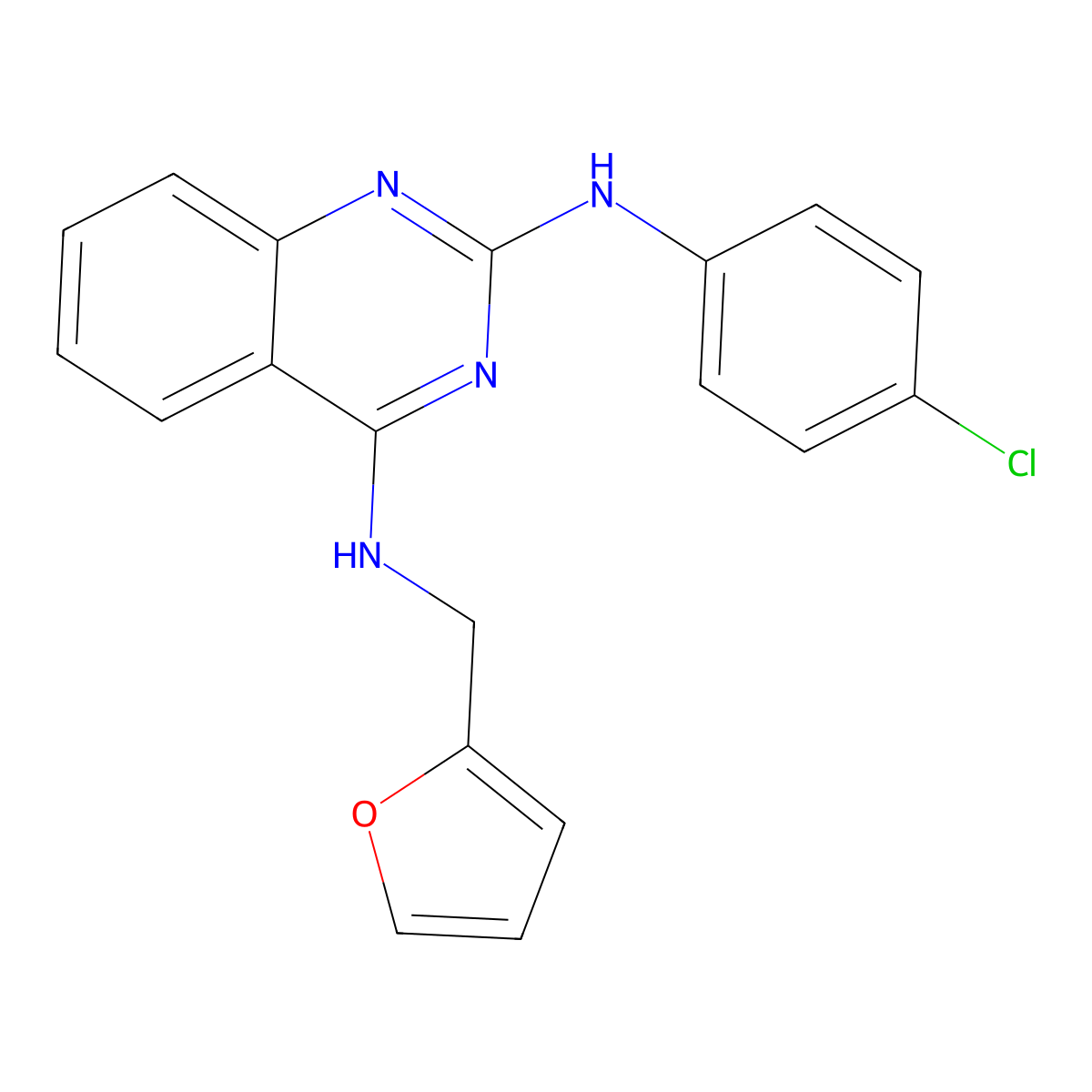 N2-(4-chlorophenyl)-N4-[(furan-2-yl)methyl]quinazoline-2,4-diamine molecular structure, CAS 421578-32-7